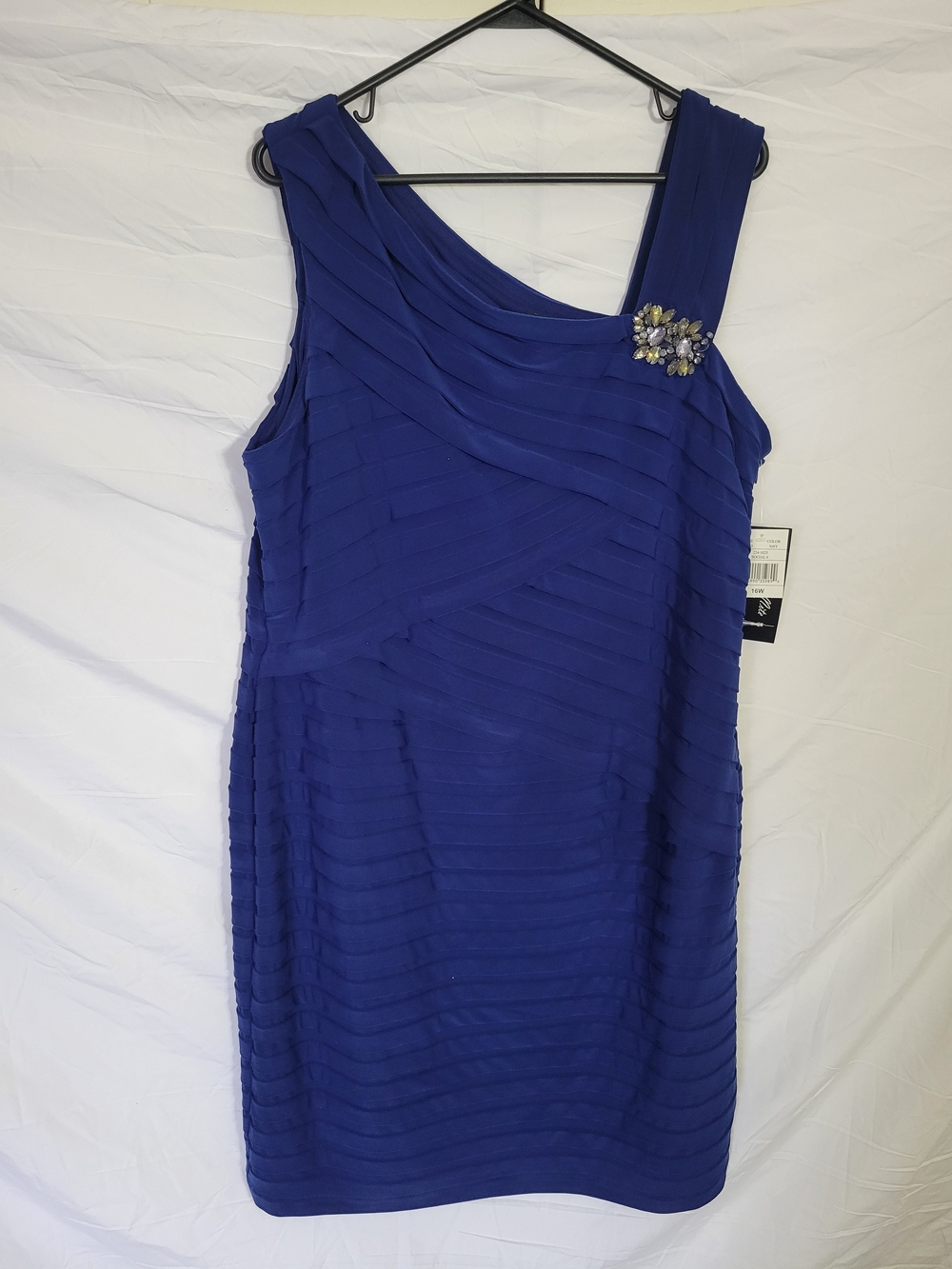 Scarlett Nite One-Shoulder Royal Blue Dress with Jewel Accent